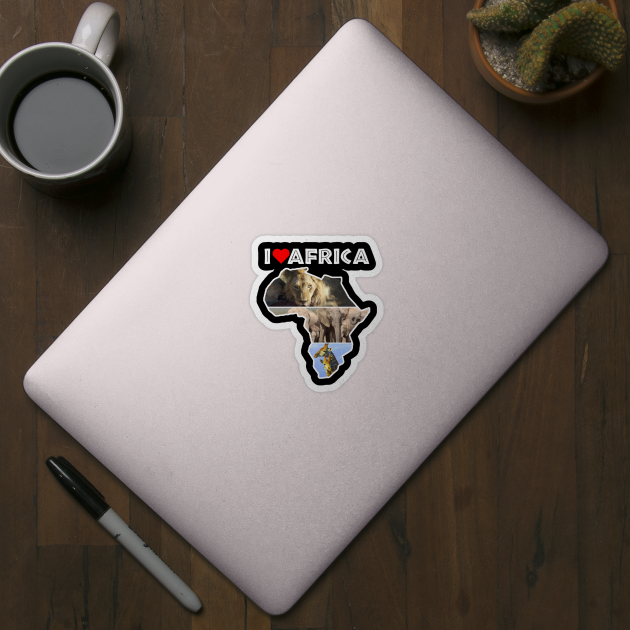 I Love Africa Wildlife Collage Map by PathblazerStudios